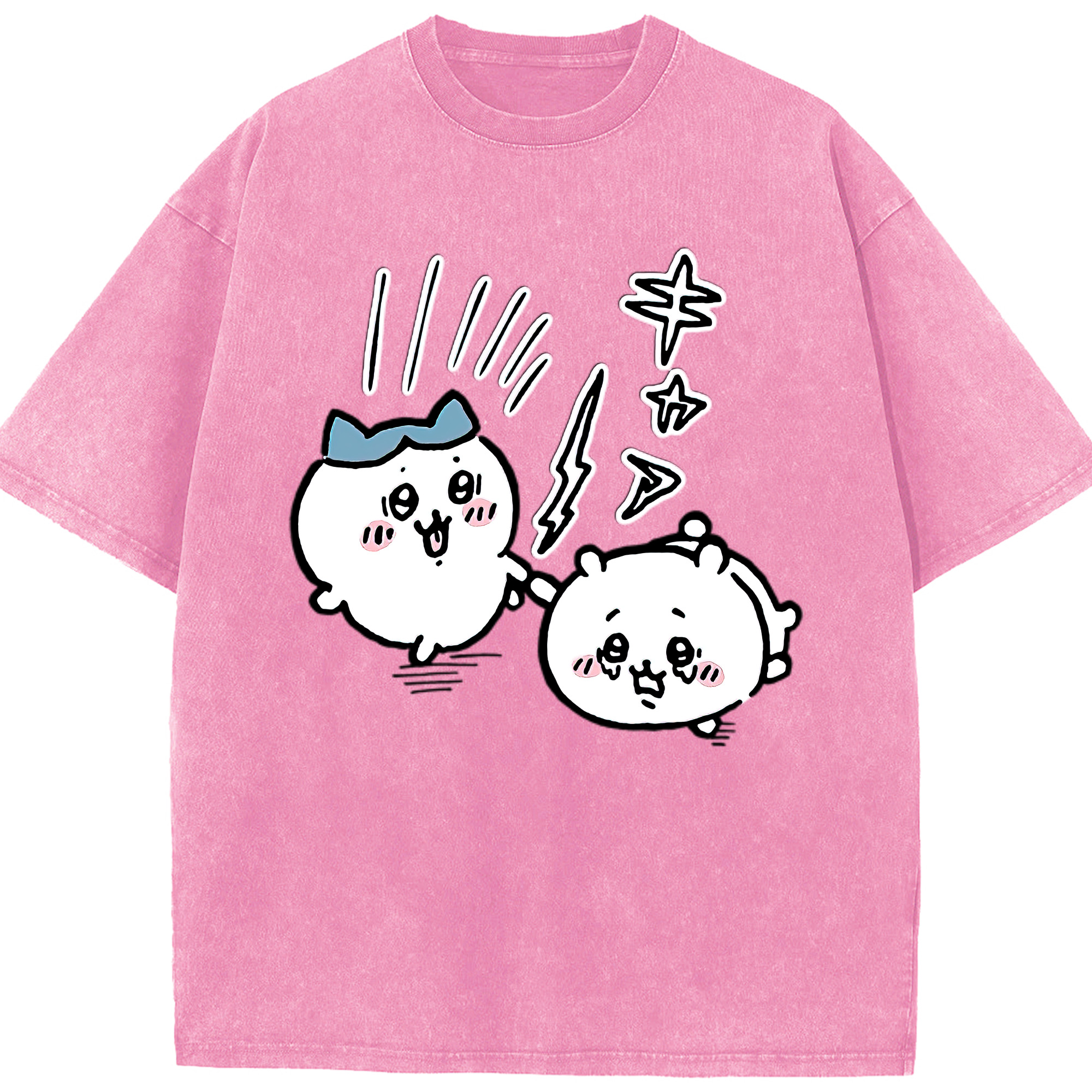 （画像用） ちいかわ ハチワレ Chii-kawa hachiware 綿100% ヴィンテージ風 半袖Tシャツ（フロントプリント）